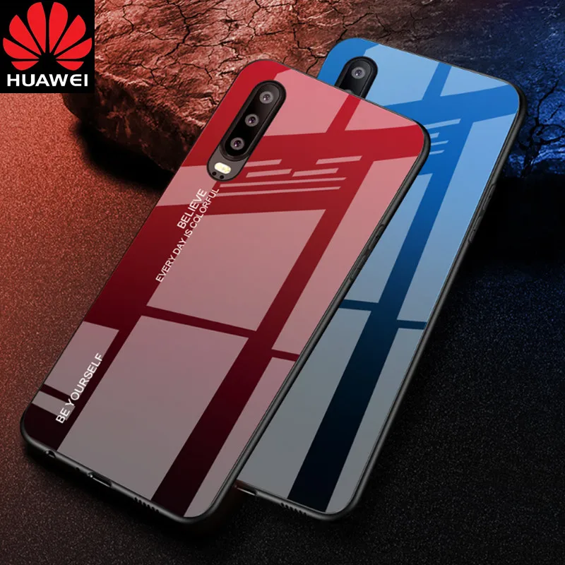 Градиентный чехол из закаленного стекла для телефона Huawei Mate 20 10 P20 Pro P30 Lite Nova 3i 3E 4