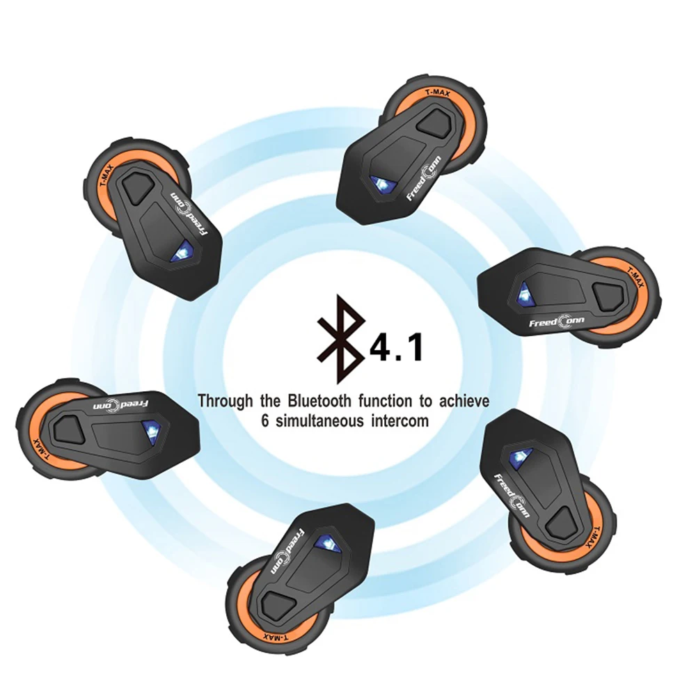 Freedconn T max мотоциклетный шлем Bluetooth гарнитура для домофона 6 всадников 1000 м группа