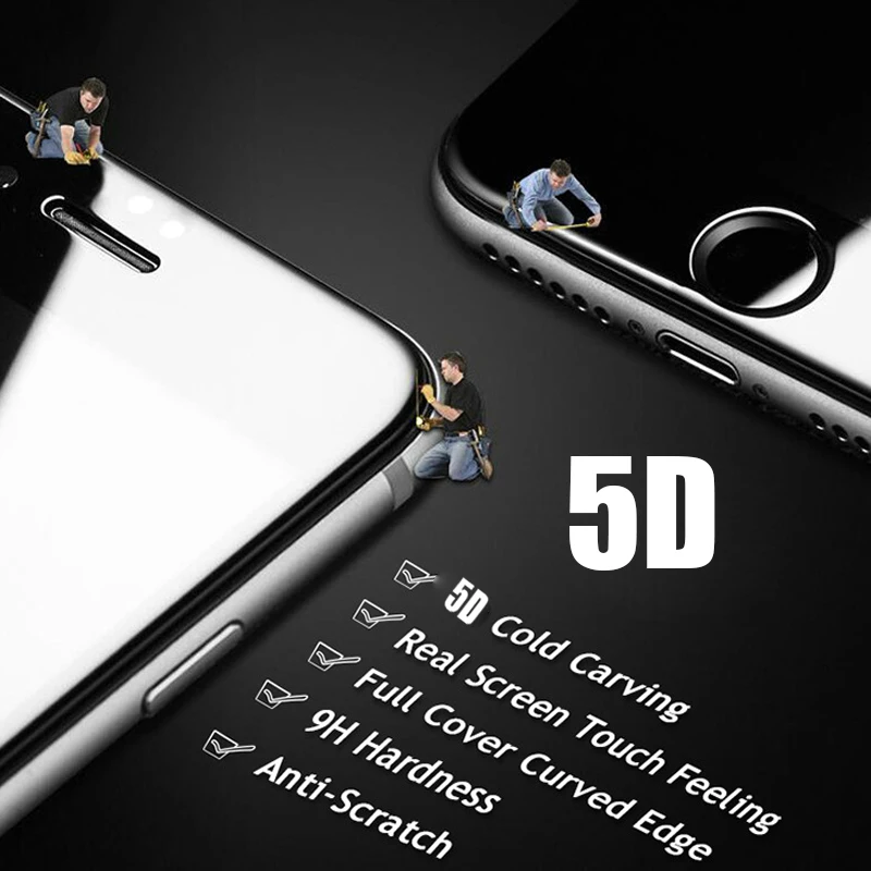 Изогнутое закаленное стекло 5D для iPhone X XR XS Max 7 8 6S 6 Plus|Бамперы| |