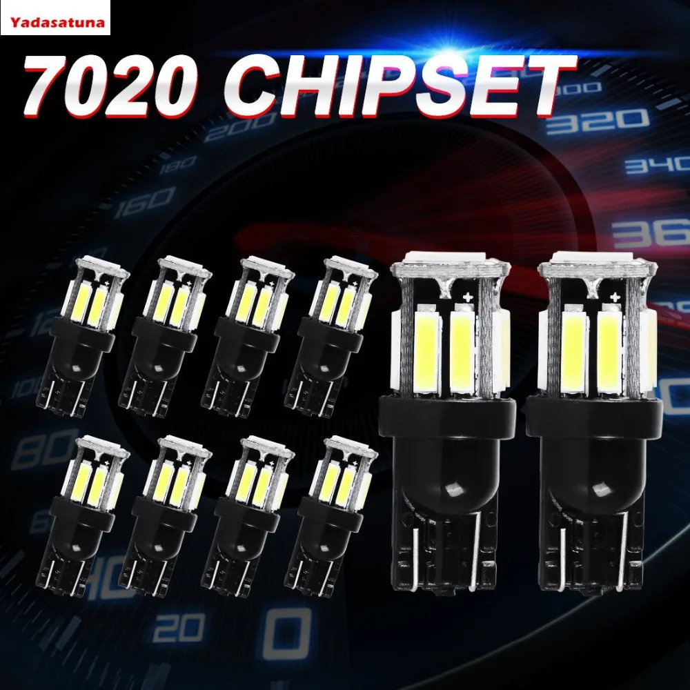 

10Pieces Super Bright T10 194 LED Bulbs 10SMD-7020 Chipsets 168 175 2825 W5W New Style T10 LED Bulbs,White Interior light