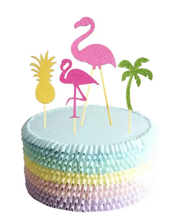 Фламинго ананас кокосовое дерево торт верхние части Гавайское барбекю