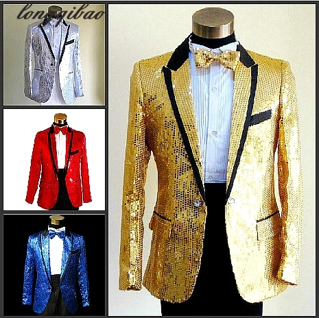 Мужские костюмы с блестками черно белые красные Пудровые жемчужные синие