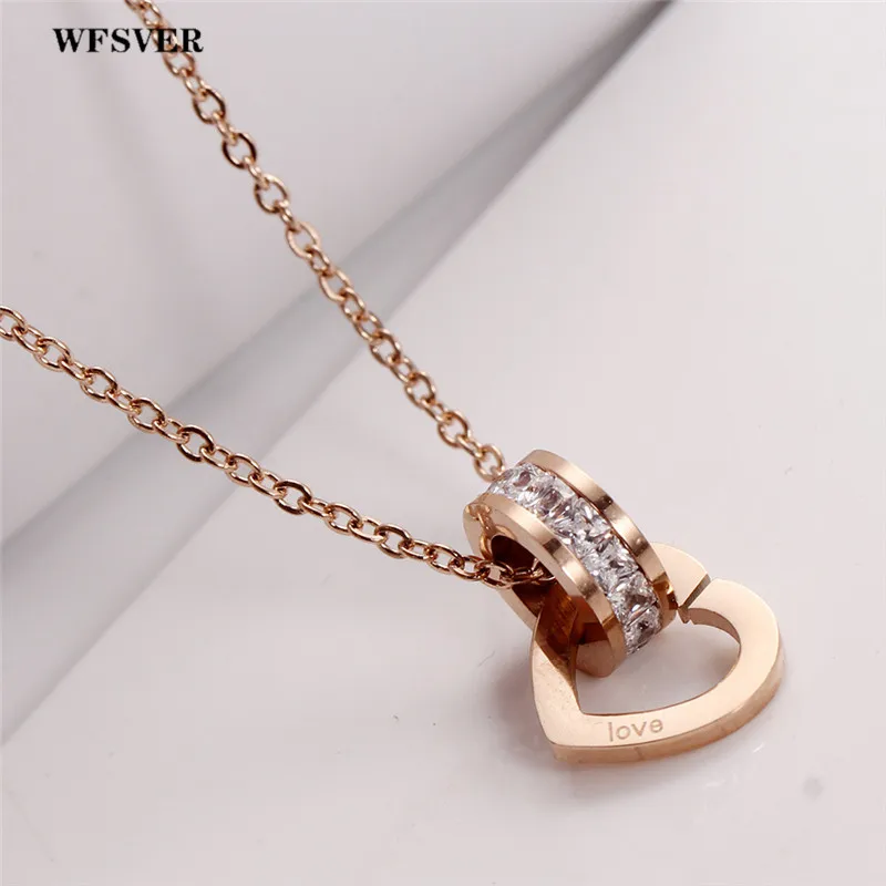 WFSVER корейский стиль ожерелье из нержавеющей стали розовый золотистый цвет
