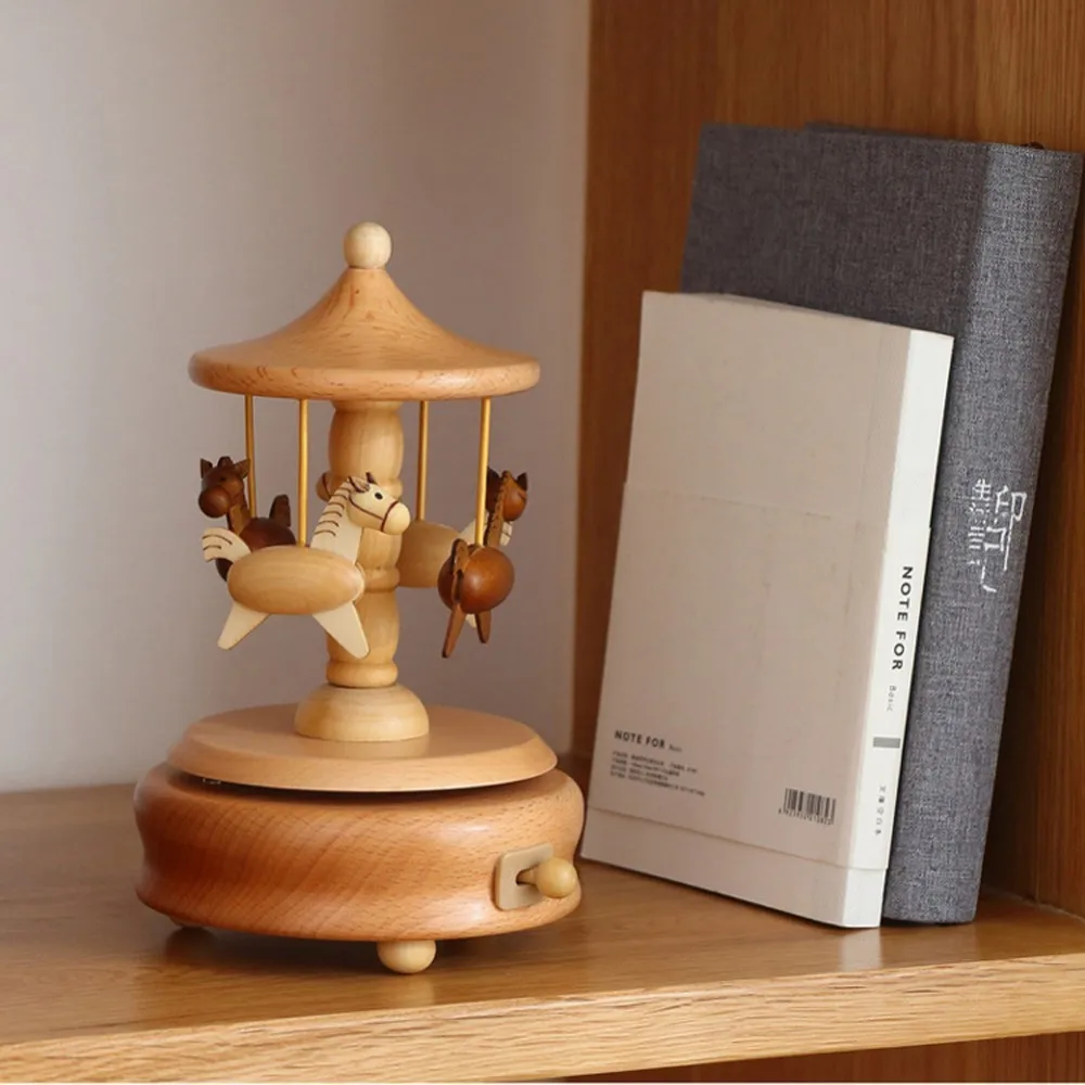 1 шт. деревянная музыкальная шкатулка Kawaii Zakka карусель город неба музыкальные