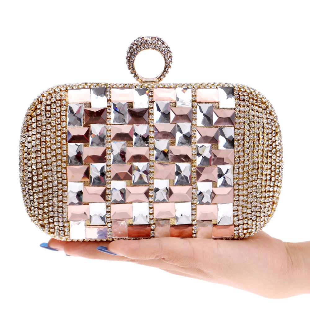 Очки Bling Для женщин Вечерние сумки палец кольцо бриллиантами Ежедневные клатчи