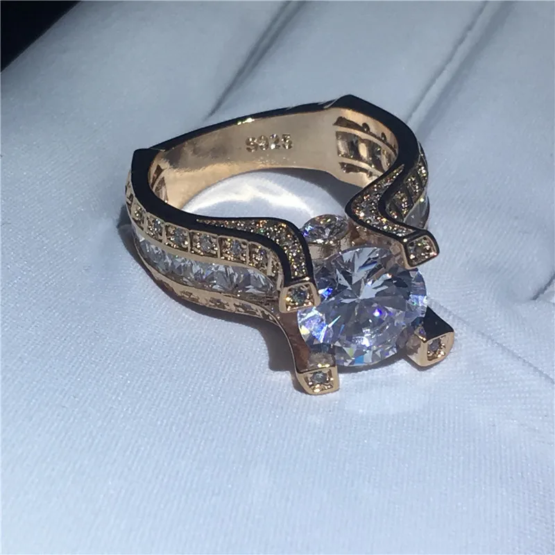 Choucong Винтажное кольцо из розового золота серебро 925 пробы 3ct AAAAA cz обручальные