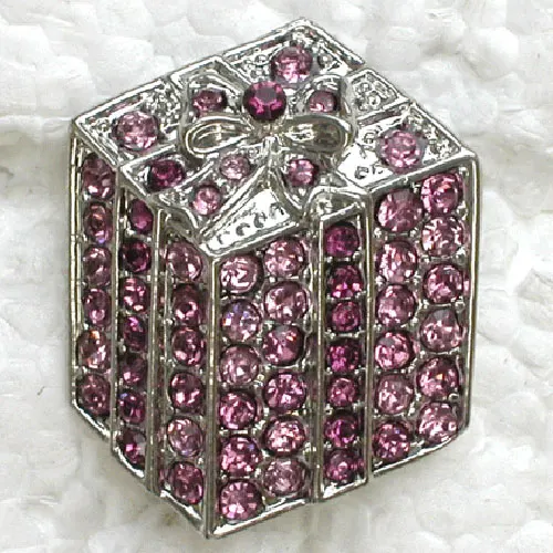 

Purple Rhinestone Gift Box Pin brooches C708 D