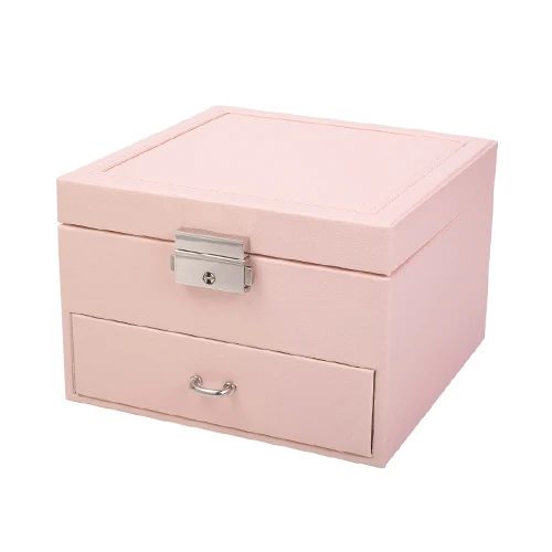 Pink Модные женские органайзеры для макияжа, ювелирные изделия, серьги, кольца, браслет, ожерелье, контейнер с зеркалом, коробка для девушек, аксессуары для макияжа - Цвет: Pink