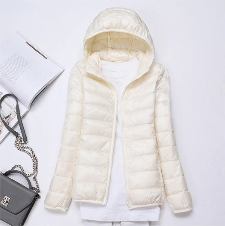 White S-7XL, хит, большой размер, ультра-светильник, для девушек, весна, зима, пуховик, для улицы, тонкий, с капюшоном, теплый, для альпинизма, для пеших прогулок, пальто для женщин, женская одежда - Цвет: White