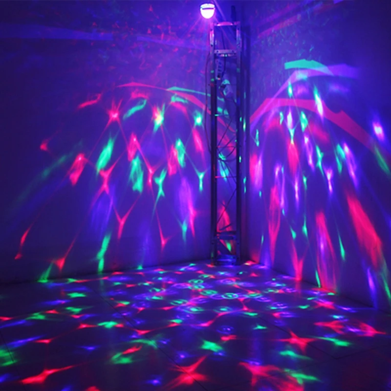 Мини 3 Вт красочные Авто вращающийся RGB светодиодные лампы сценический свет E27/B22