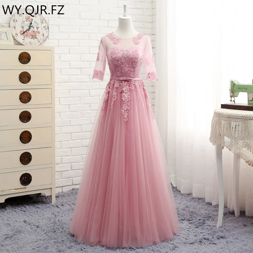 

MNZ5608DS#Three styles of long medium short red bean half sleeve 2019 spring lace up Bridesmaid Dresses wedding prom party dress