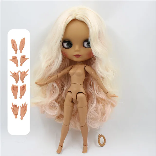 doll with hand A Фабрика Блит куклы 1/6 bjd совместных тело темно-матовая кожа лица розовый и светлые волосы BL2352/3139/340 30 см - Цвет: doll with hand A
