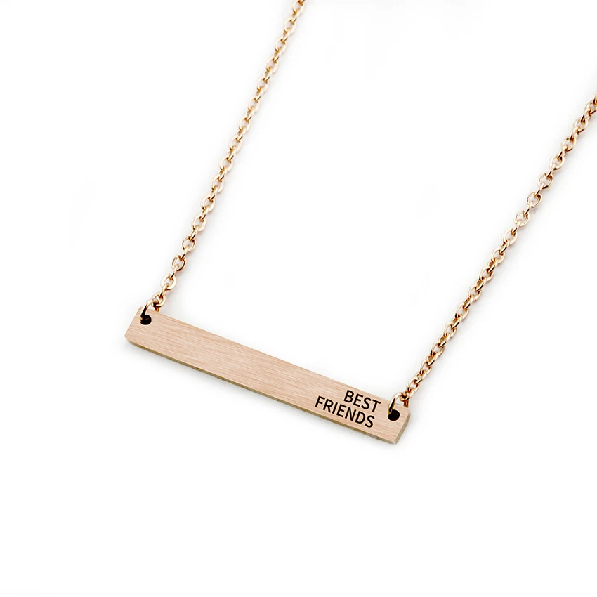 GORGEOUS TALE Classic Rectangles Letter Rose Gold Necklace For Women To Best Friends Stainless Steel Pendant Luck|rose gold necklace|gold