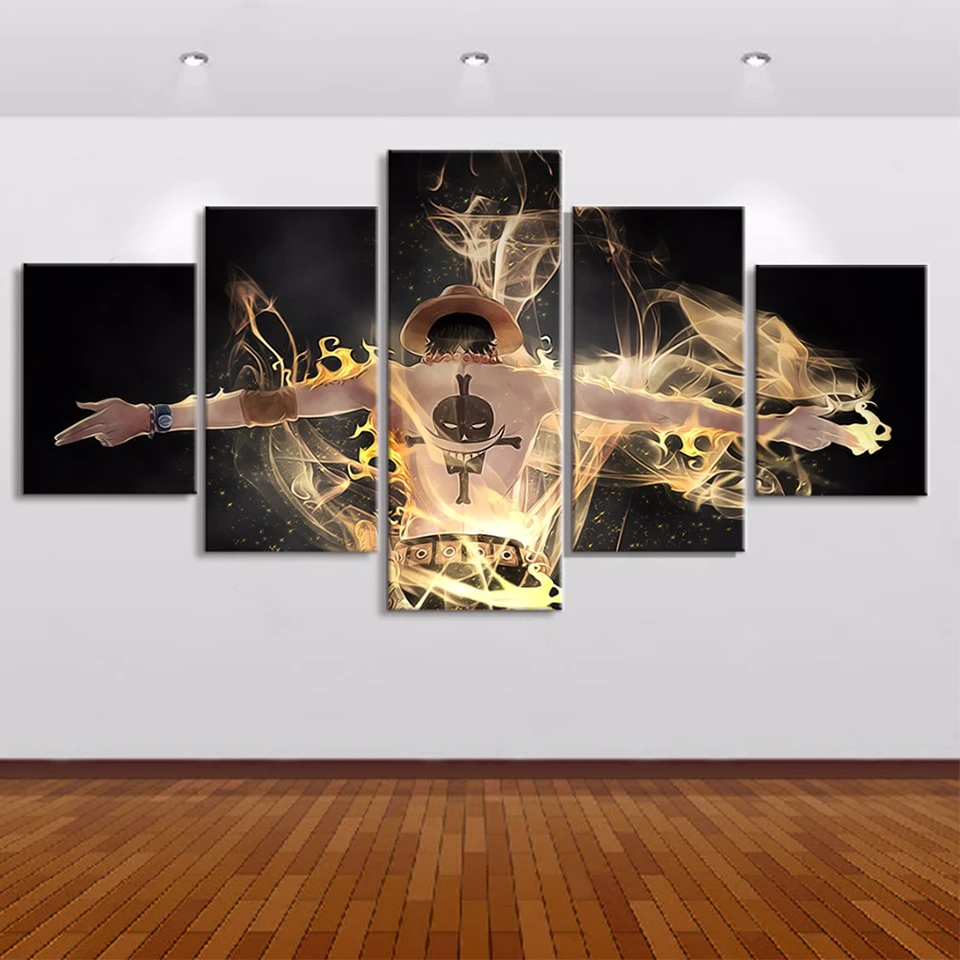 

One Piece Wall Art Home Decoration Canvas Painting Poster 5 Pieces Character For Living Room Modern HD Pictures Prints Frame