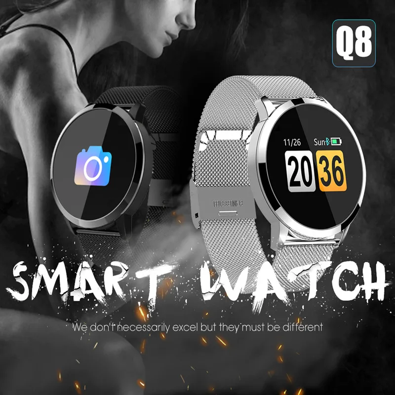 Новый Q8 OLED Смарт часы с Bluetooth умные Нержавеющая сталь Водонепроницаемый Носимых