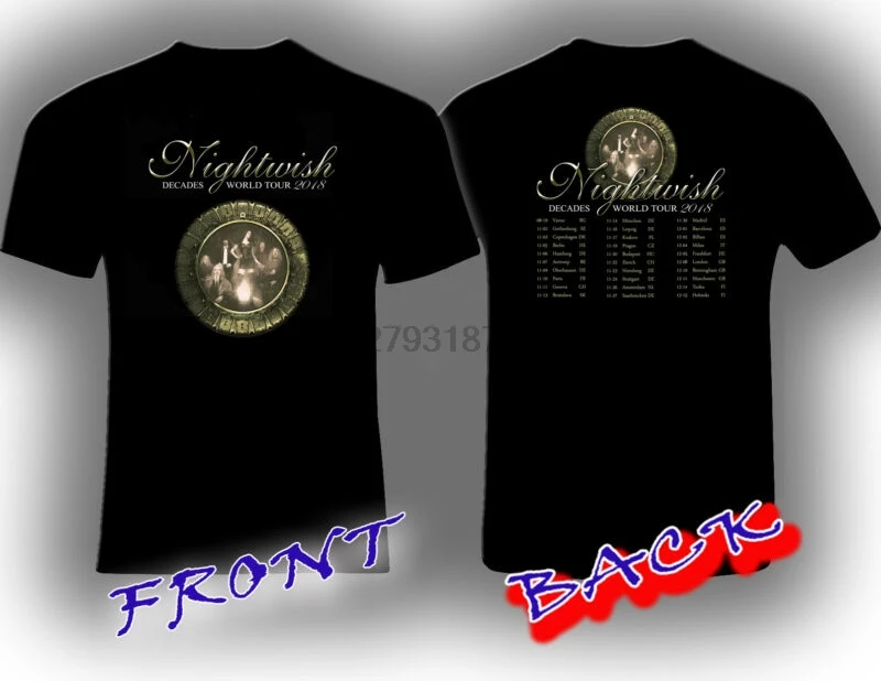 Футболка NIGHTWISH футболка на несколько десятилетий с датами туров S 5XL|Мужские