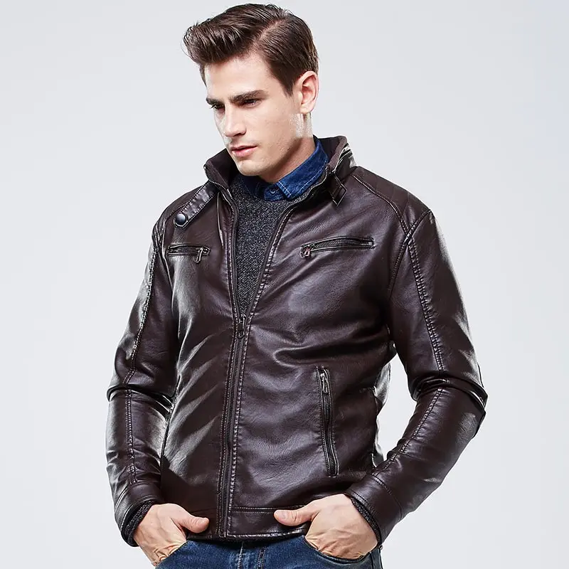 Мужские кожаные куртки и пальто из искусственной кожи Jaqueta Couro Masculina, Мужская Куртка Jaqueta De Couro, цвет красный, кофейный, черный, кожа, 609