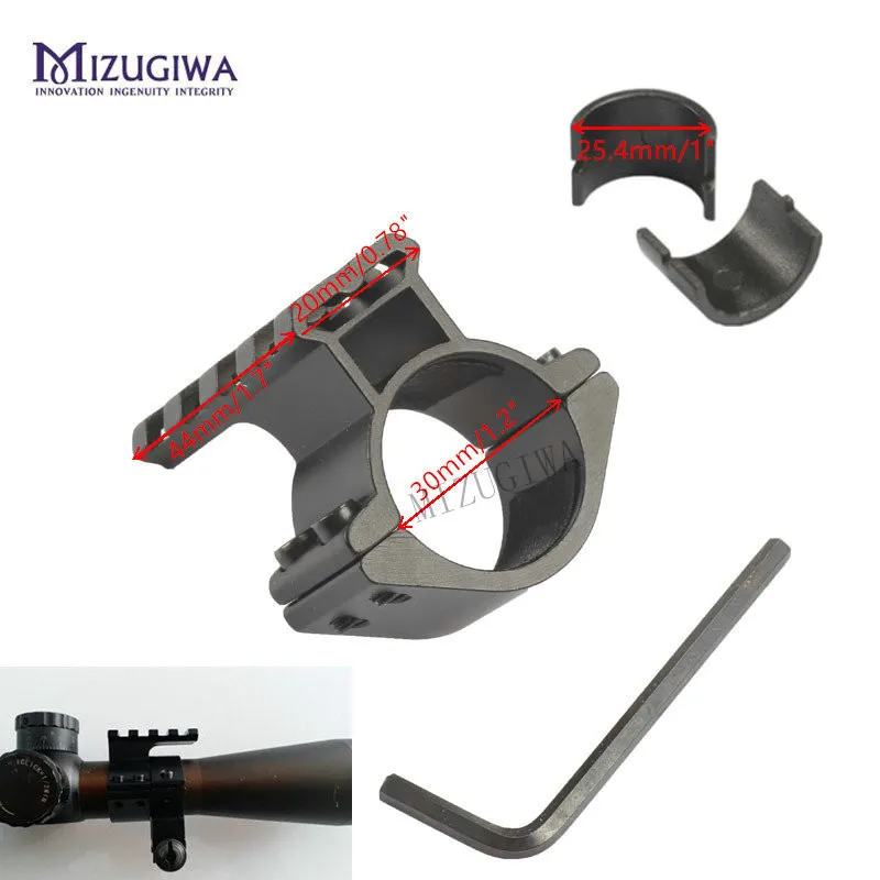 

MIZUGIWA Scope Barrel Mount 1" / 30mm Ring Adapter W/ 20mm Weaver Picatinny Rail Base with 25.4mm mount Insert Pistol Airsoft