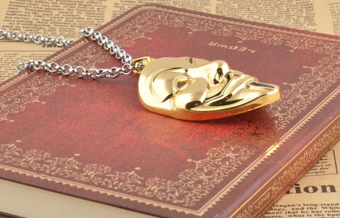 Модное очаровательное золотое V образное ожерелье с подвеской в виде маски