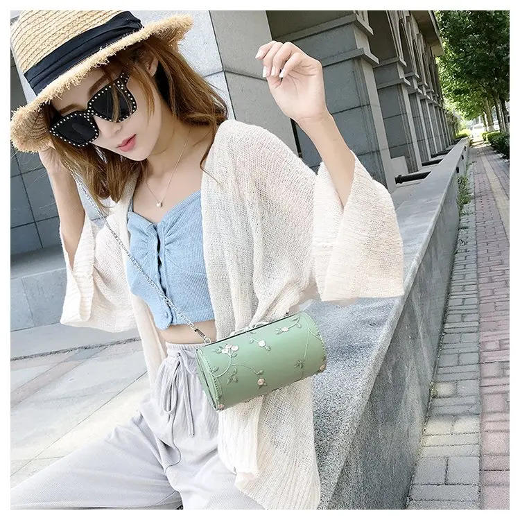 IMOK бренд crossbody hangbag для женщин с цветами сумки круглый плечевой ремень цепочка