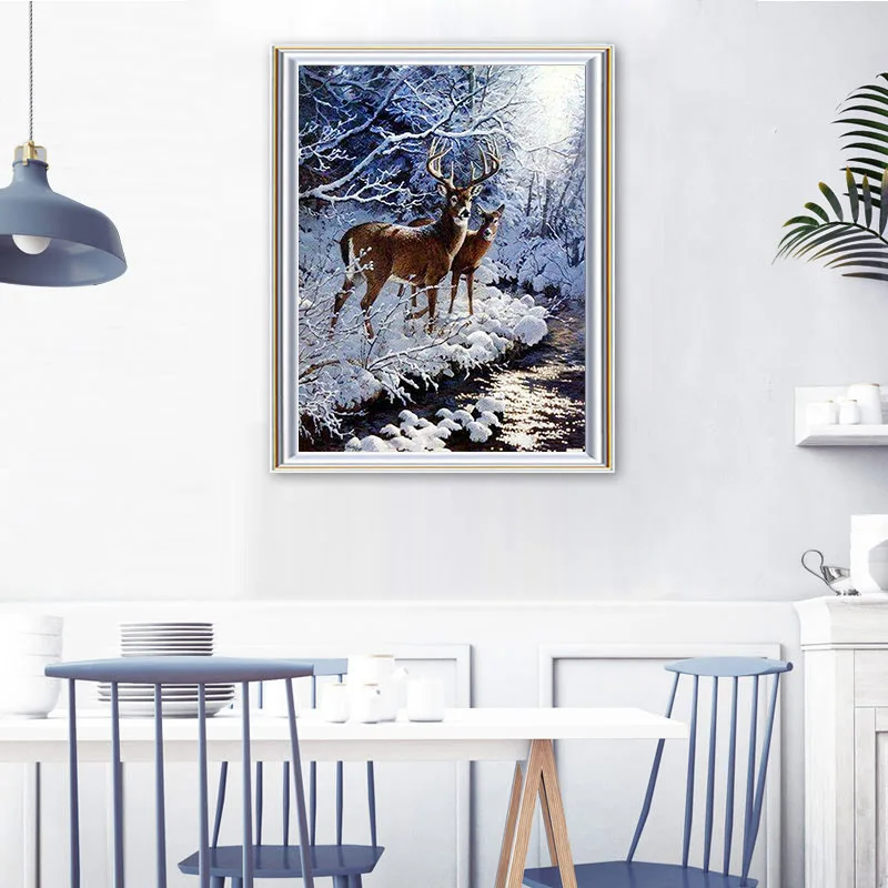 Алмазная 5D картина сделай сам квадратная вышивка крестиком снежные олени