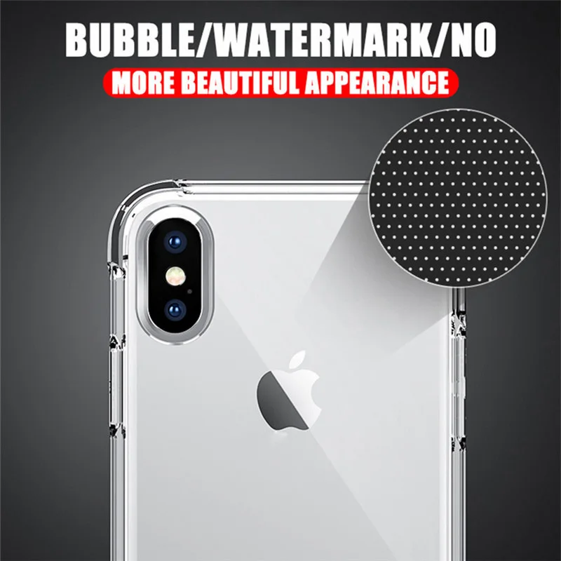 Антидетонационные силиконовые прозрачные чехлы MUSTIGER для iPhone X 6 7 8 Plus чехол XS Max XR 5S