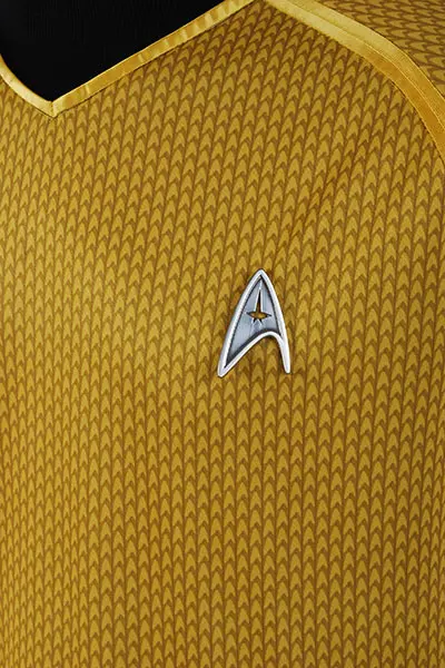 Trek в темноте флота Uhura Star Косплэй желтая футболка костюм униформа Топ Для мужчин