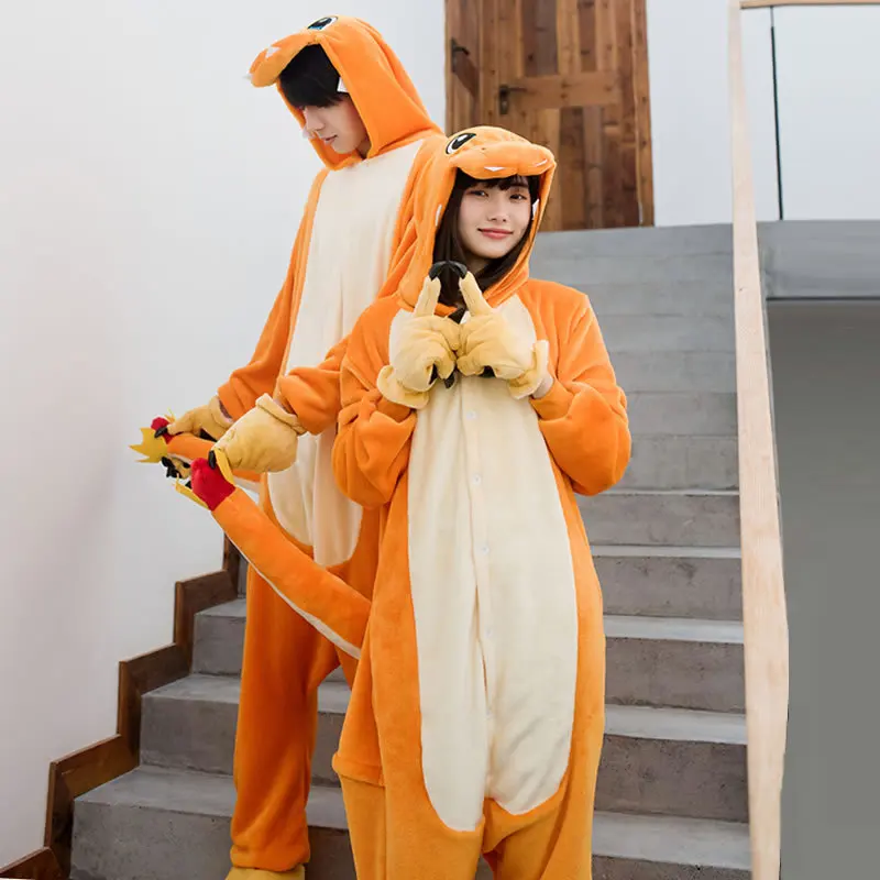 COSHER Panda фланель пижамный комплект для женщин мужчин пижамы Charmander Комбинезоны