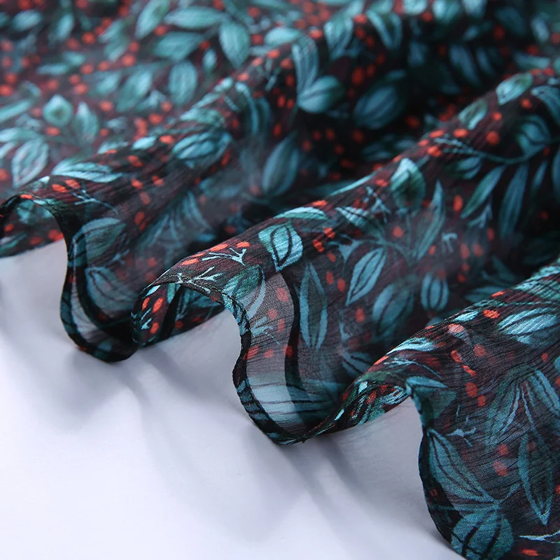 2017 весна Темперамент v-образным вырезом печатных чистого шелка длинный dress