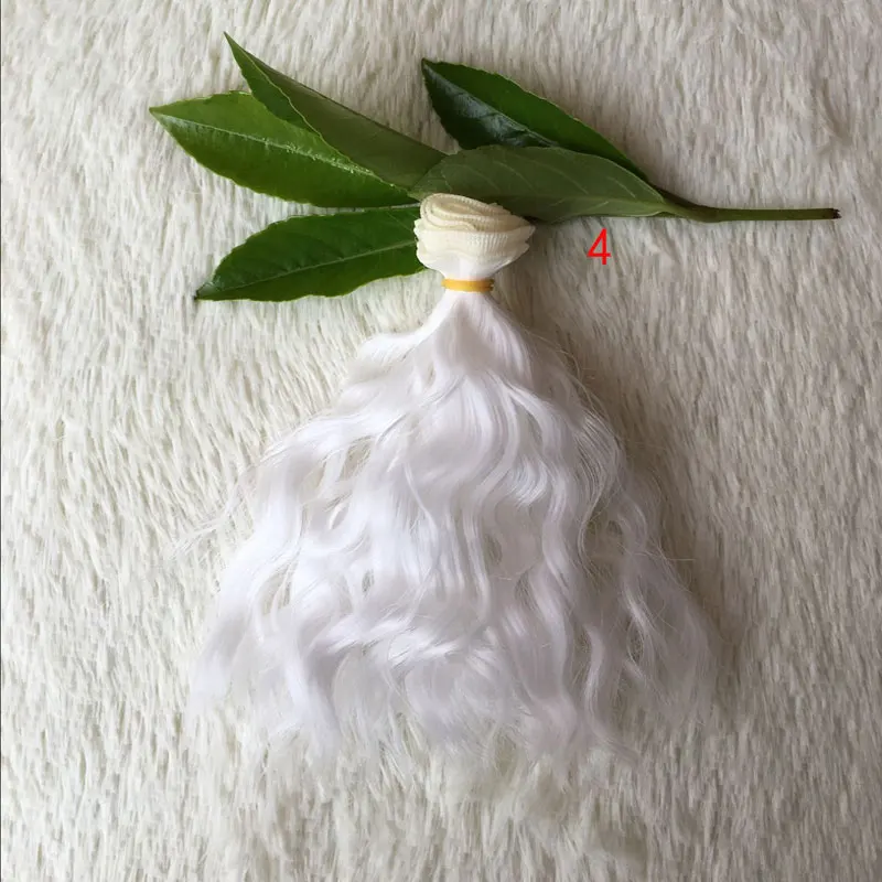 White Color 1 шт., шерстяные волосы для наращивания, утки 25*100 см, желтый, белый, красный цвет, вьющиеся кукольные волосы для BJD/SD, DIY парики - Цвет: White Color