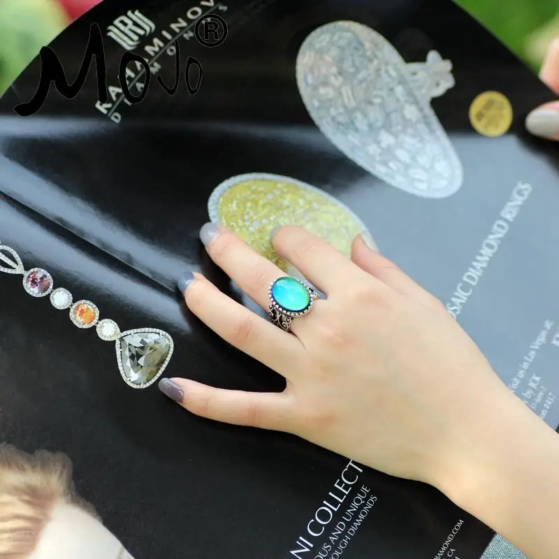 Набор колец для мужчин и женщин античное серебристое меняющее цвет настроение с