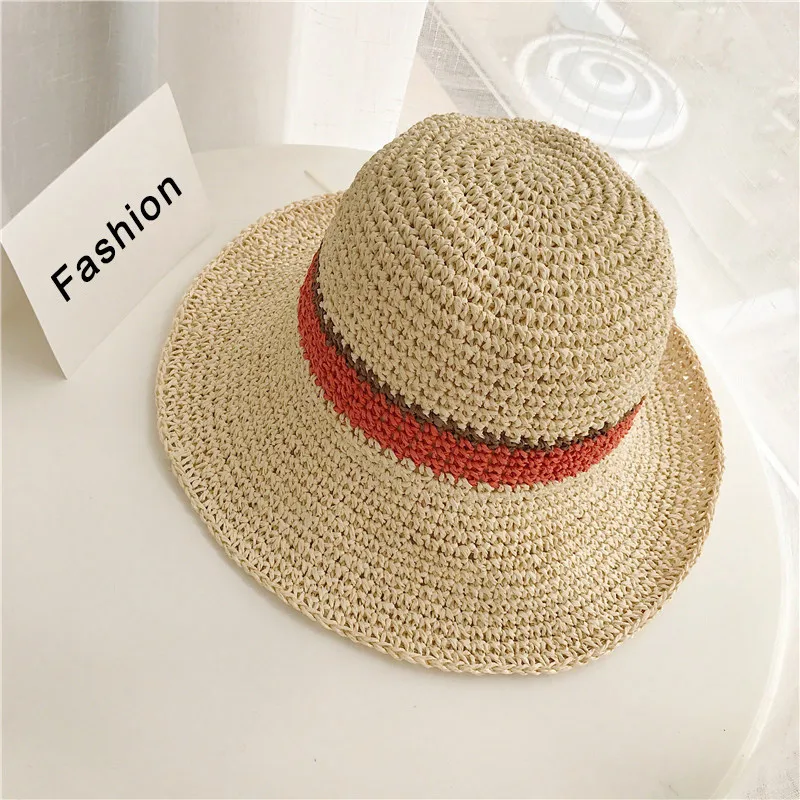 Соломенная Панама для женщин летняя Большая складная Кепка с широкими полями