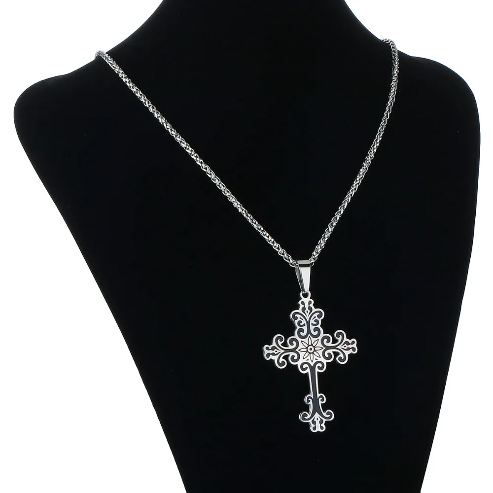 Черный серебристый цвет тон Винтаж узор кулон Цепочки и ожерелья для Для мужчин