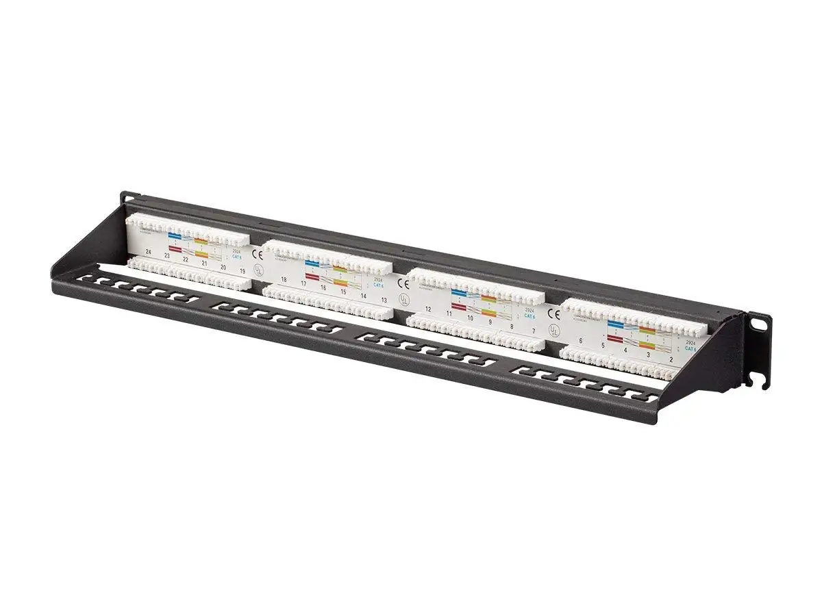 24-Port Cat6 Unshielded Wallmount or Rackmount Patch Panel, Compatible with Cat 3/4/5/5e/6 Cabling