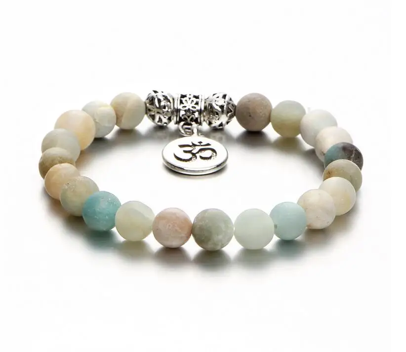 Vintage OM Rune Strand Bracelets& Bangles For Women Men Natural Stone Handmade Cuff Wristband Beads Yoga Bracelet Gift