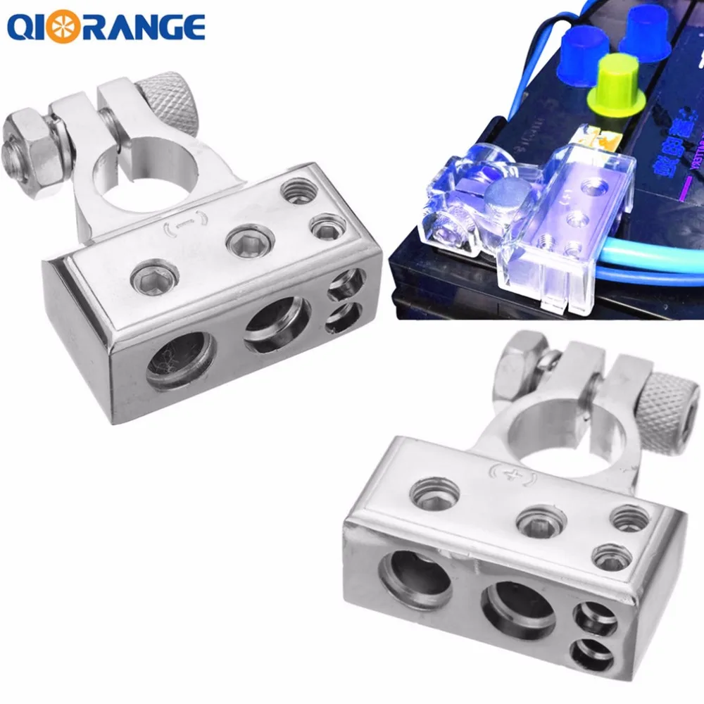 QIORANGE Car Battery Terminal Positive Negative battery Connector Gold Silver plated Caps 1 pair |