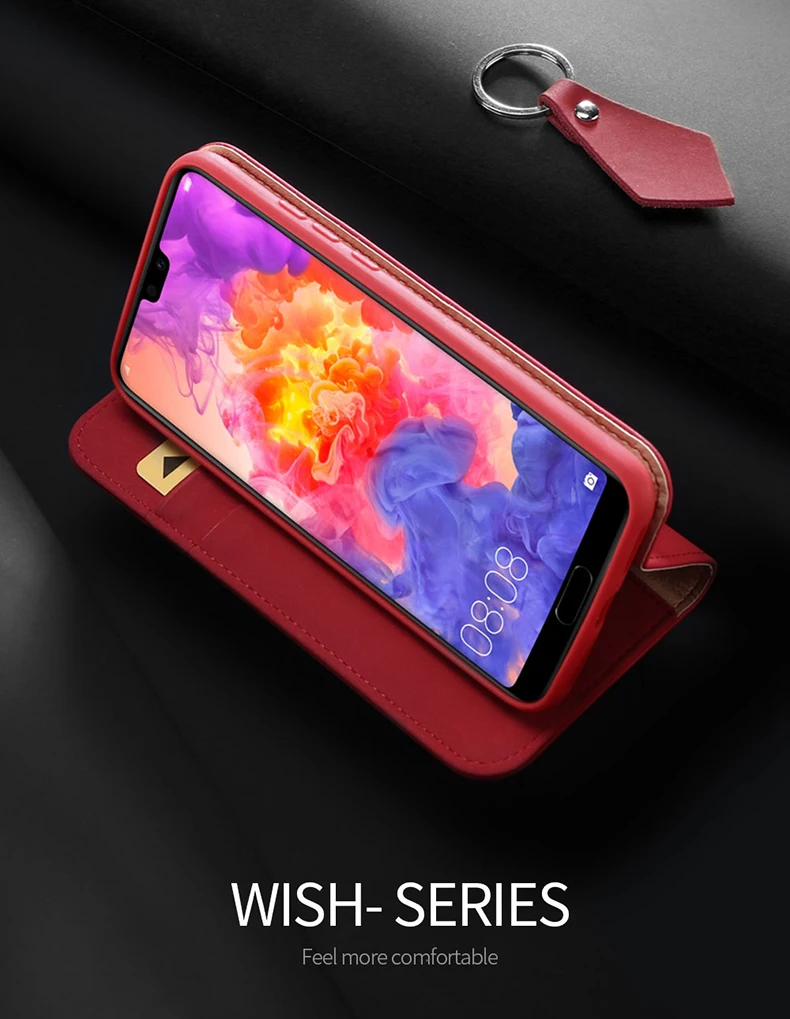 Роскошный чехол DUX DUCIS из натуральной кожи для Huawei P20 Pro винтажный кошелек