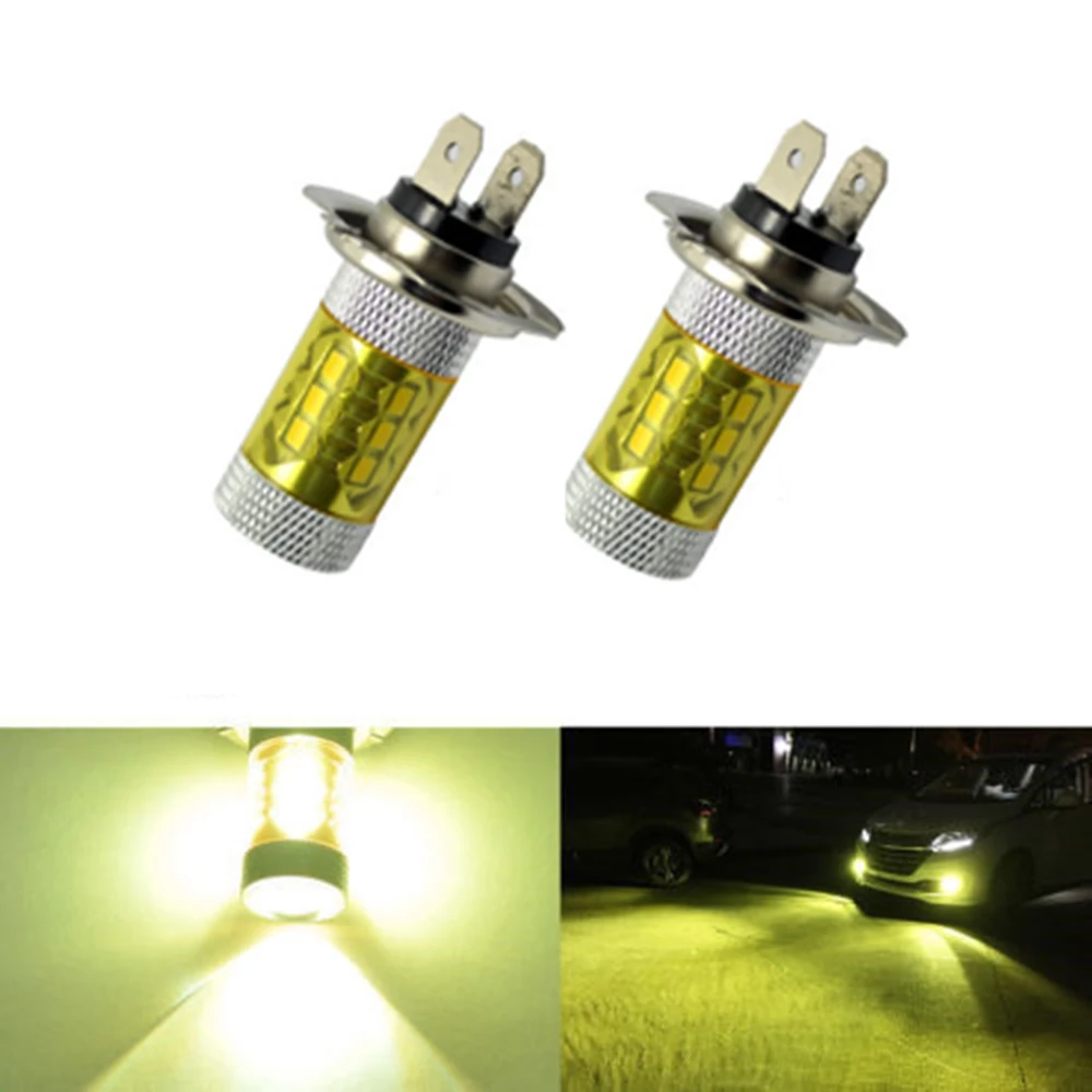 2pcs H7 80W 1400LM High Power 4300K 360 Degrees Yellow 2323 LED Car Fog Driving Lights Universal | Автомобили и мотоциклы