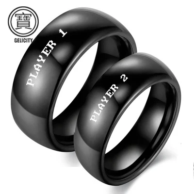 GELICITY Super Marie Style Black Stainless Steel Couple Ring Simple Fashion Wedding Personality Engagement Gift | Украшения и