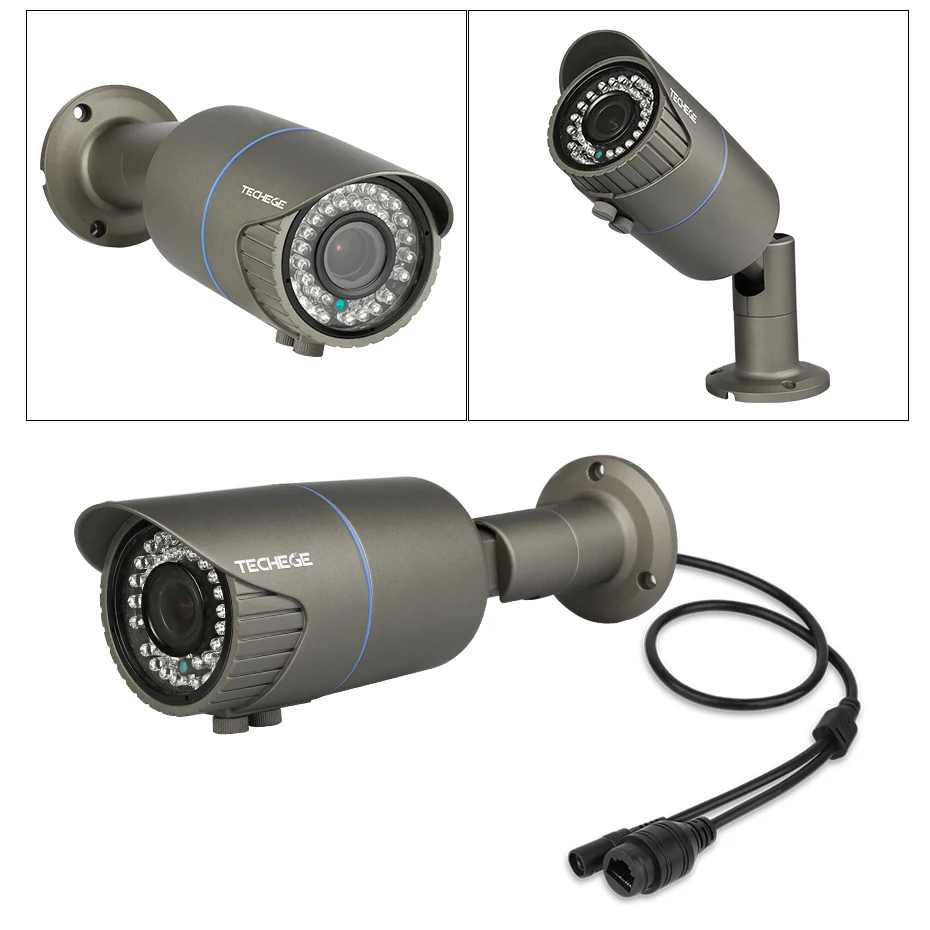 Techege H.265 8CH POE Система 2 8 12 мм ручной объектив 4.0мп ip камера 2560*1440 водонепроницаемый