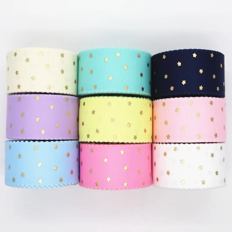 10 ярдов напечатанные золотые маленькие звезды Grosgrain ленты кружева пробки для