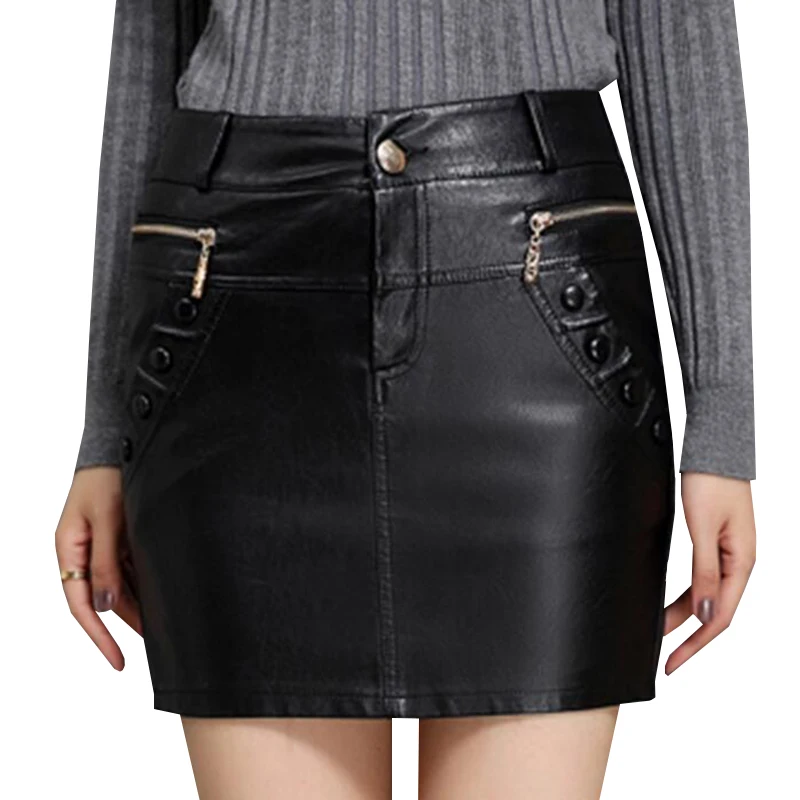 Женская винтажная облегающая мини юбка из искусственной кожи с высокой талией