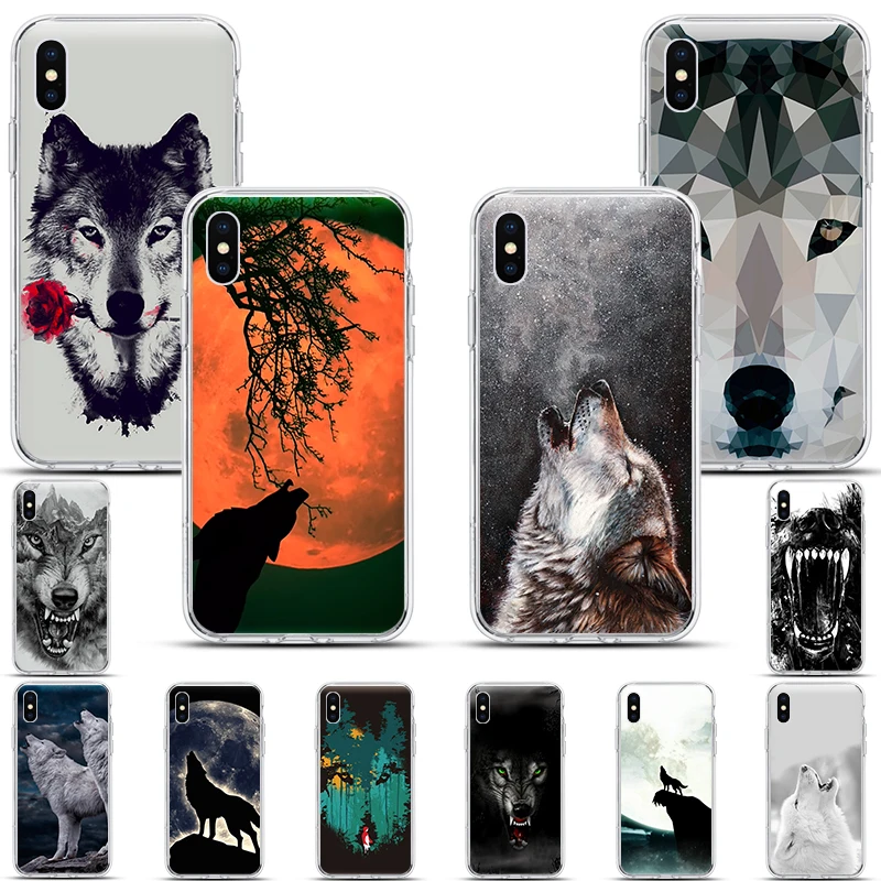 Серый волк в снег Луна Чехол для мобильного телефона iPhone 12 11 Pro X XR XS Max SE2020 7 8 6 6s Plus 5S