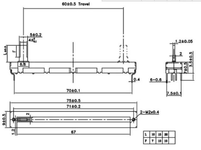 Оригинальный новый 100% soundskill 7 5 см двойной прямое скольжение потенциометр A20K A10K B10K