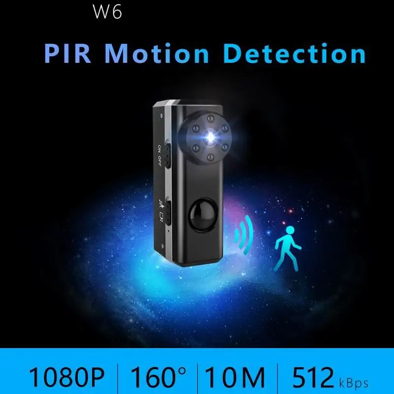Мини-камера W6 PIR HD1080P портативная камера скрытая няня видеорегистратор