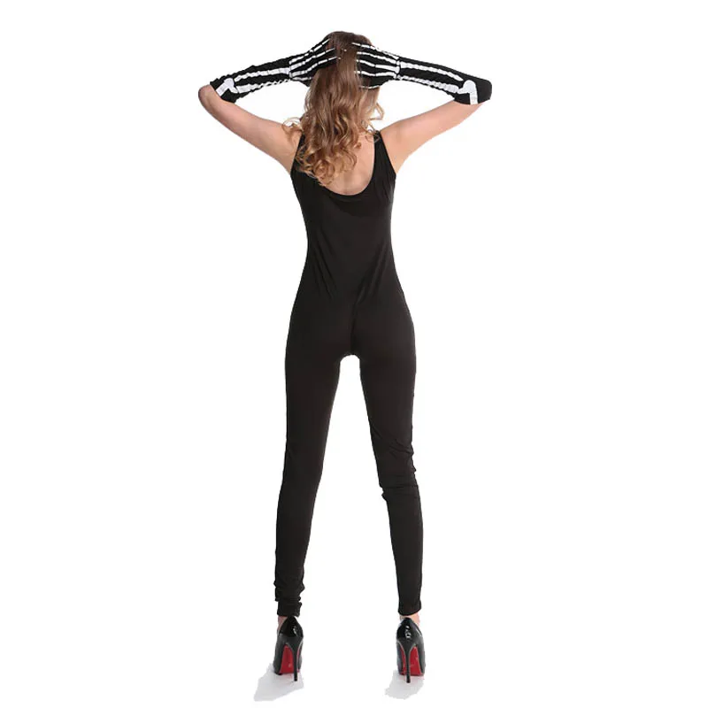 Костюм для Хэллоуина с кричащим скелетом женский черный костюм черепом страшный