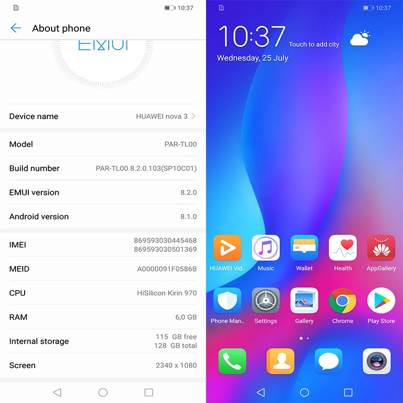 Huawe nova 3 6 дюйма 4 камеры мобильного телефона Кирин 970 Восьмиядерный лица ID Android 8 1