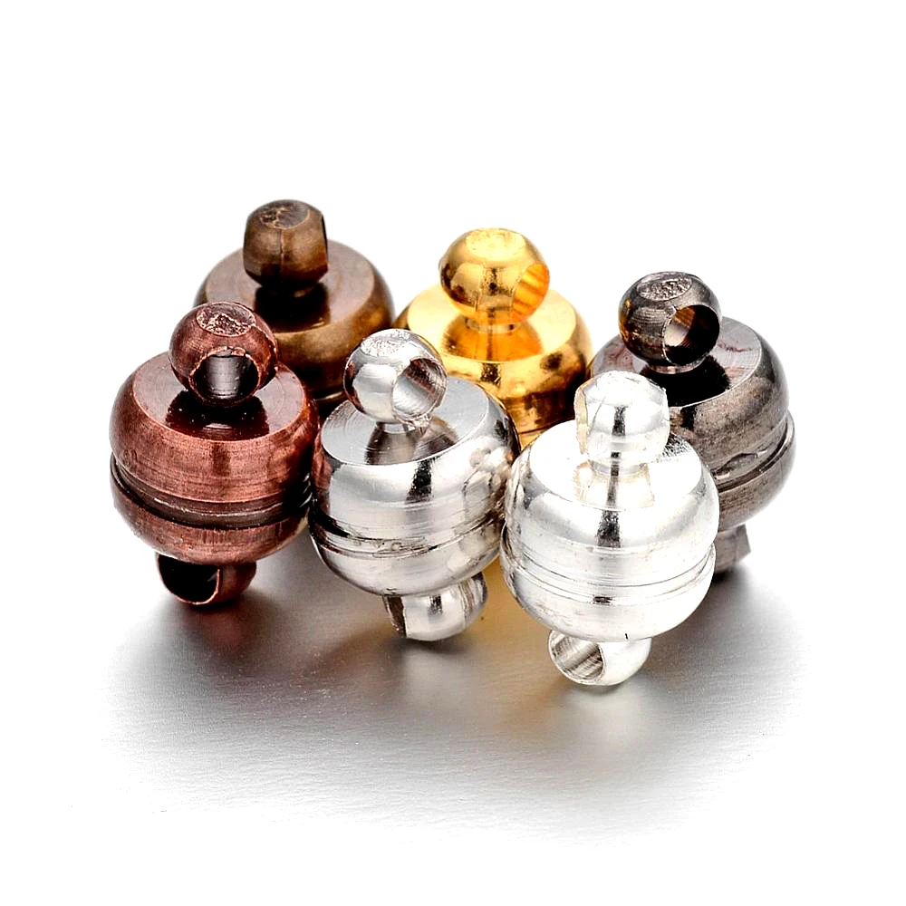 100 шт. латунные Магнитные застежки Овальные смешанные цвета 11x7 мм отверстие: 1 5