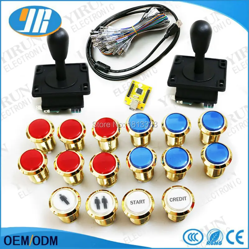 DIY дёамма Аркады набор для ПК PS3 USB 2 игрока MAME Интерфейс к jamma яркий/HAPP стиль