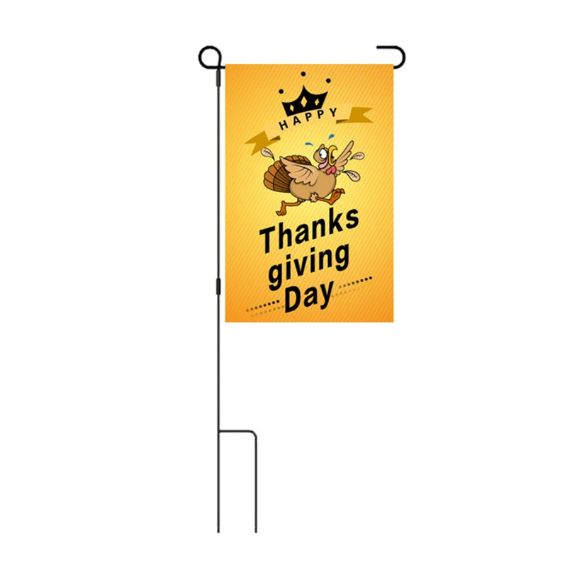 

New thanksgiving Garden Banners Colorful Cartoon Design Garden Flags Retro turkey Pumpkin Cartoon Style Home Decoration 30*45cm